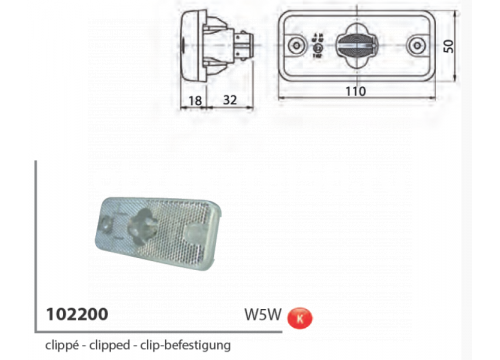 Фонарь габаритный DAF/RENAULT/VOLVO кабины Белый он 5001862030 Vignal 102200