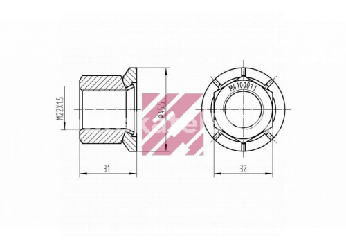 Гайка крепления колеса H=31;22x1,5 дакромет BPW он 8241999726 MARSHALL M4000111