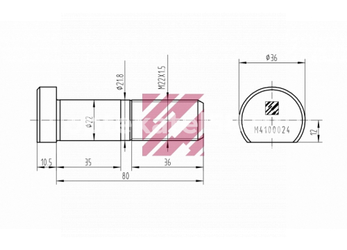 Болт крепления колеса БПВ L=80; 22x1,5 MARSHALL M4100024