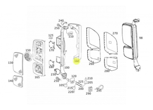 Рамка зеркала MERCEDES Actros MP3 RH(правая) он A0028102516 ОРИГИНАЛ