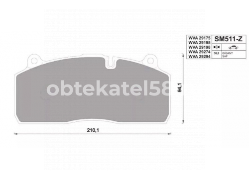 Комплект дисковых колодок 210х93х30мм Haldex DBT22LT (ModulT), SBS 2220 AVEX Premium AV29195.01