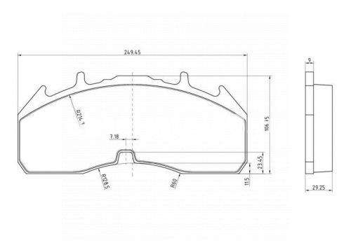 Комплект дисковых колодок 107х249х29мм SCANIA/MERITOR ELSA 225 он 2272502 AVEX Premium AV29332.01