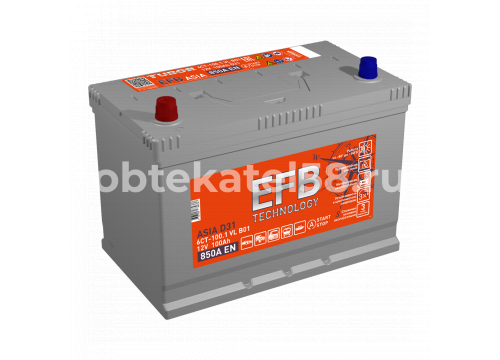 Аккумулятор 12V/100Ah+EFB/880А /(+) слева 304х175x223мм TUBOR ASIA EFB 4607008888317