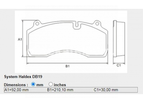 Комплект дисковых колодок 210х92х30мм Haldex DB19 он 29181 MARSHALL M2629181