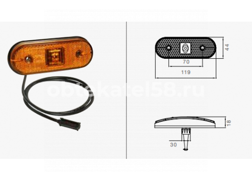 Фонарь габаритный SCHMITZ желтый LED L=0,5м ADR ASPOECK 31-2004-014