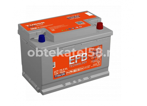Аккумулятор 12V/75Ah+EFB/710A /(+) справа 275x177x190мм TUBOR EFB 4607008885743