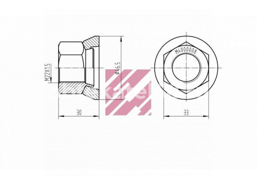 Гайка крепления колеса H=30;22x1,5 дакромет Volvo(под ключ 33мм) MARSHALL M4000108