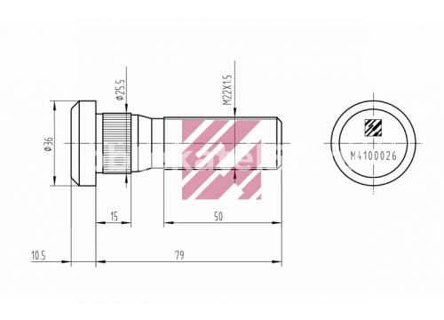 Болт крепления колеса Вольво L=79;22х1,5 MARSHALL M4100026