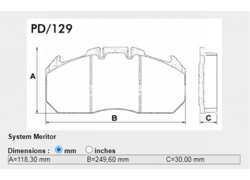 Комплект дисковых колодок 250х118х30мм Meritor D-Elsa 2 он 29131 TRIBO 2TP-159