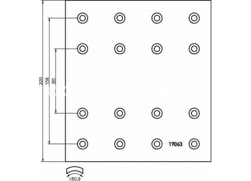 Комплект барабанных накладок 420x200 STD (128 отв.: 6.35x15.9 - L10 / 93685) TEXTAR S1906303