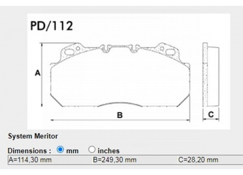 Комплект дисковых колодок 250х114х28мм Meritor D-Lisa он 29090 EMMERRE 960982E3