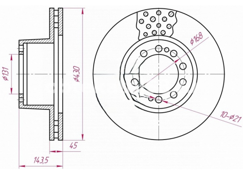 Диск тормозной MERCEDES MP2/MP3, AXOR передний он 9434210312 ENTERPRISE E5320005
