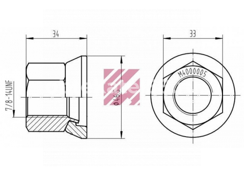 Гайка крепления колеса H=34; 7/8" 14UNF Volvo дакромет он 943491 MARSHALL M4000105