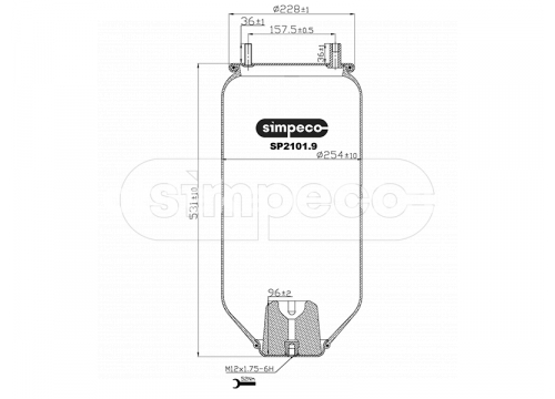 Пневморессора ФРЮХАУФ без стакана он 4159 N P05 SIMPECO SP2101.9010