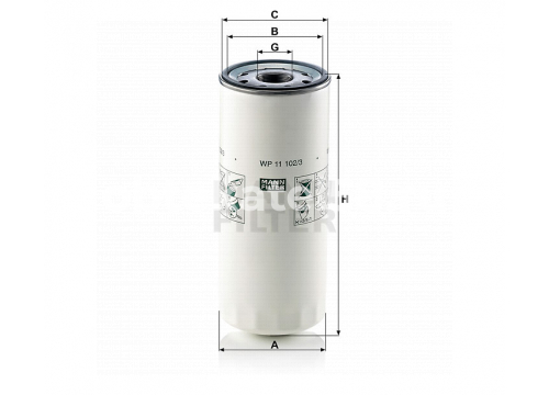 Фильтр масляный RENAULT/VOLVO H=260мм BY-PASS он 21707132 Mann-Filter WP111023