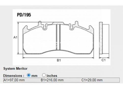 Комплект дисковых колодок 216х100х29мм Meritor Elsa 225-1 он 29203 ENTERPRISE E5029173