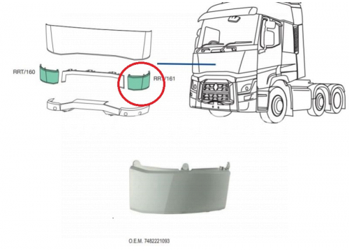 Панель капота RENAULT T-seria High левая он 7482221093 MARSHALL M3120608
