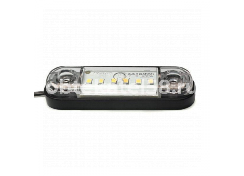 ТРАС фонарь габаритный 6Led 12-24v mini(Slim) БЕЛЫЙ L=80мм 014.3731-20