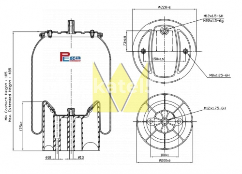 Пневморессора Schmitz с пластиковым стаканом он 016512 MARSHALL MP631820(P10.6318.CP)